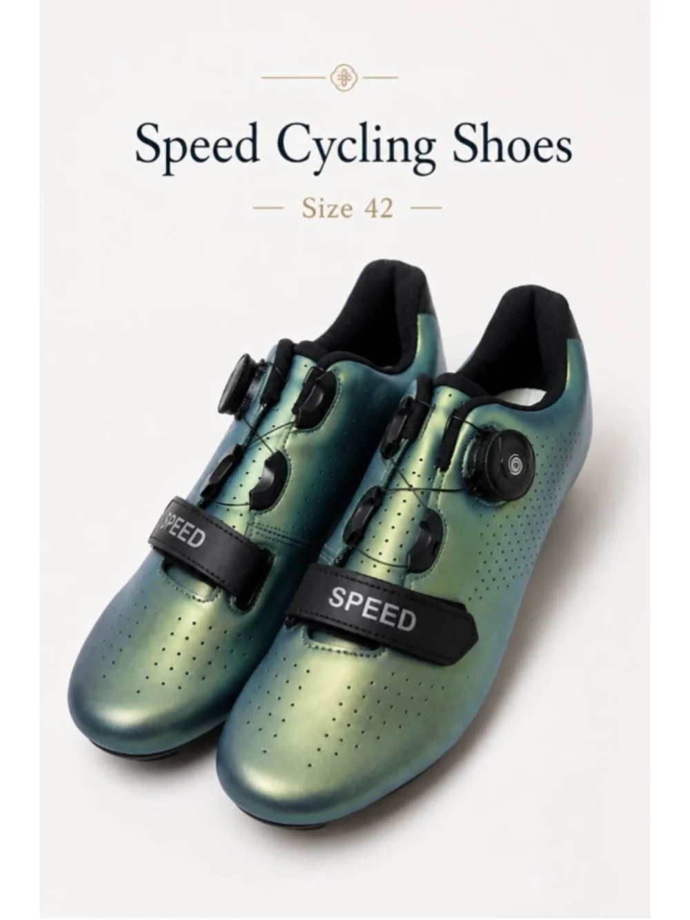 Road Cycling Shoes Size 42 Green Iridescent SPD Compatible BOA Dial Bike Shoes